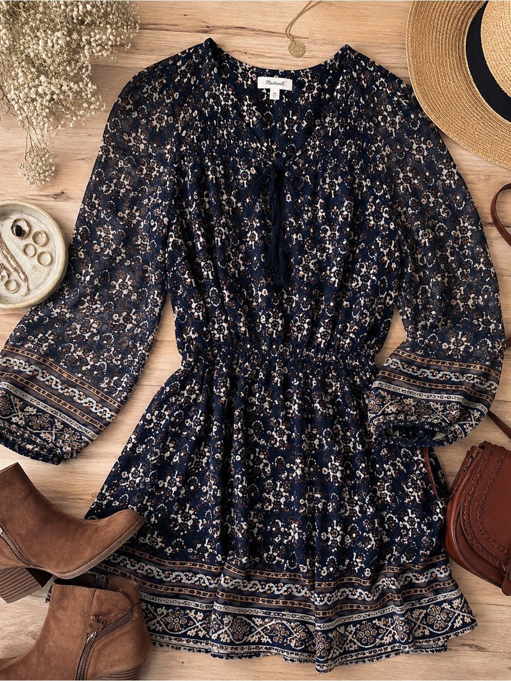 Madewell Silk Boho Woodland Dress in Artisan Floral size 10